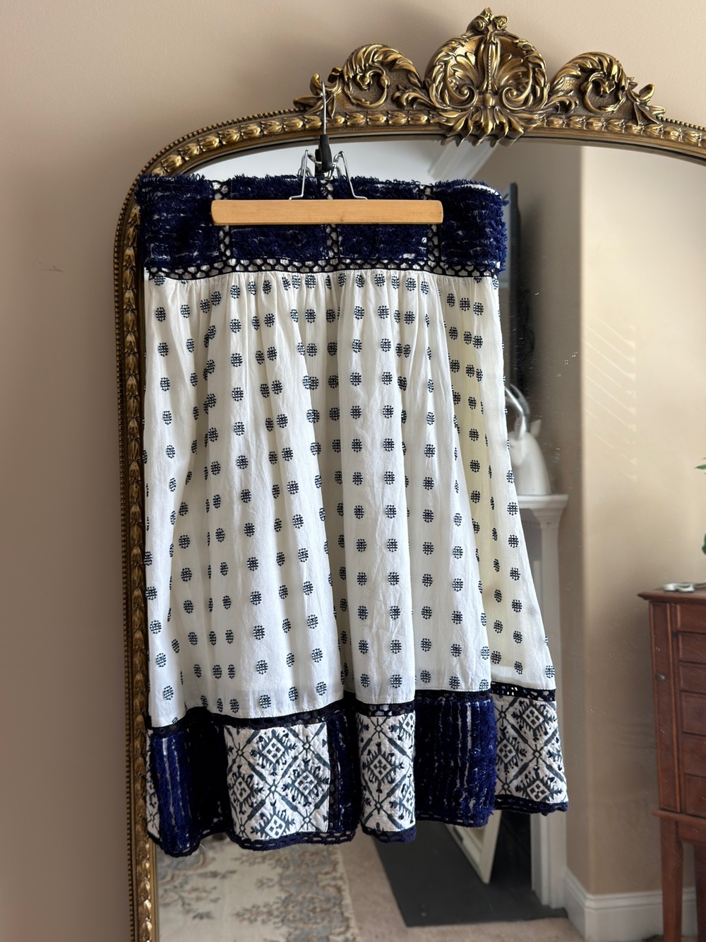 Maeve Navy and White Printed Circle Skirt
